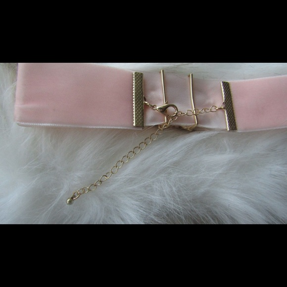 2 AVAILABLE Pink Thick Choker  Rhinestone Accent - Picture 4 of 8